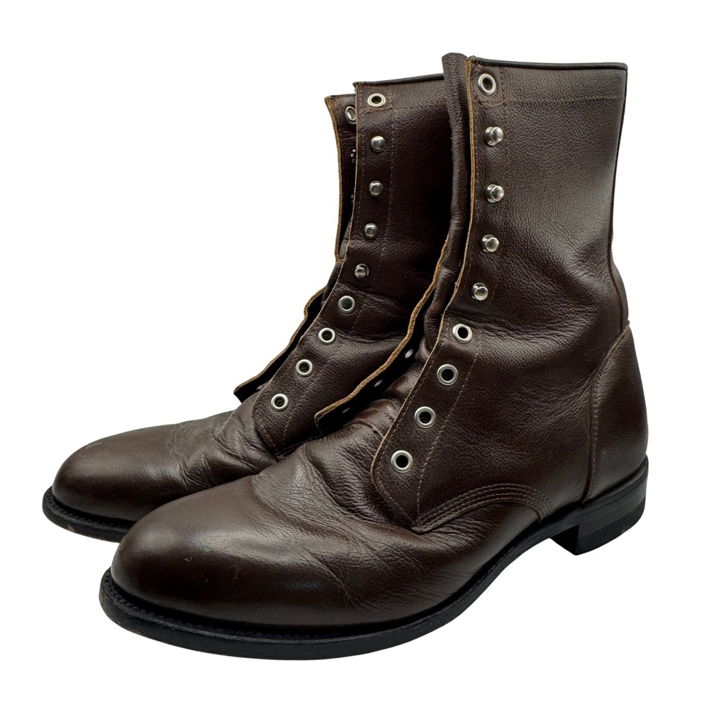 Vintage Justin Brown Leather Lace Up Combat Work Boots 508 Men's Size 8.5 EE